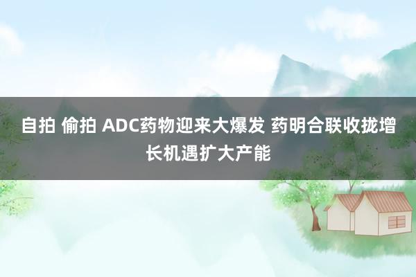 自拍 偷拍 ADC药物迎来大爆发 药明合联收拢增长机遇扩大产能