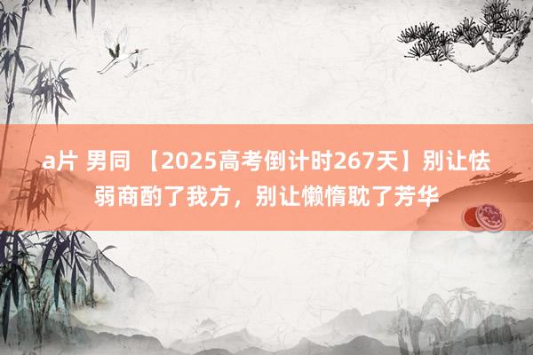 a片 男同 【2025高考倒计时267天】别让怯弱商酌了我方，别让懒惰耽了芳华