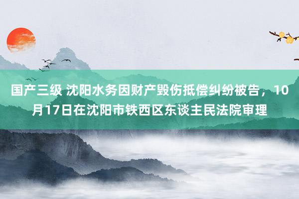 国产三级 沈阳水务因财产毁伤抵偿纠纷被告，10月17日在沈阳市铁西区东谈主民法院审理