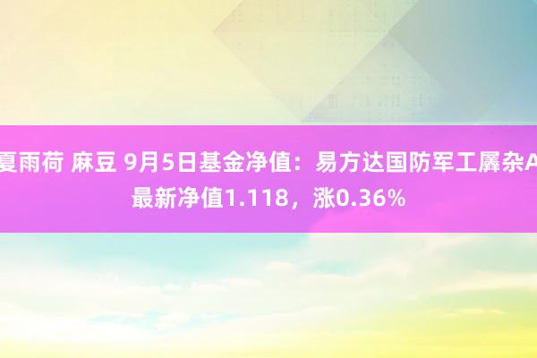 夏雨荷 麻豆 9月5日基金净值：易方达国防军工羼杂A最新净值1.118，涨0.36%