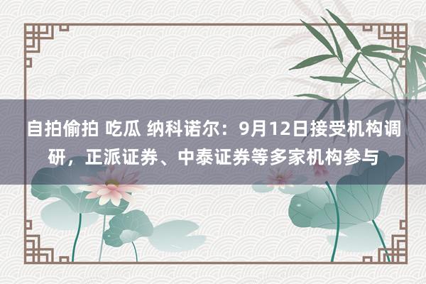 自拍偷拍 吃瓜 纳科诺尔：9月12日接受机构调研，正派证券、中泰证券等多家机构参与