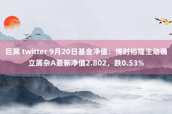 巨屌 twitter 9月20日基金净值：博时裕隆生动确立羼杂A最新净值2.802，跌0.53%