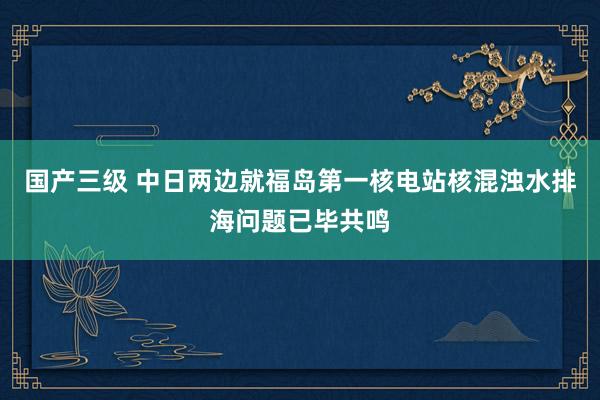 国产三级 中日两边就福岛第一核电站核混浊水排海问题已毕共鸣