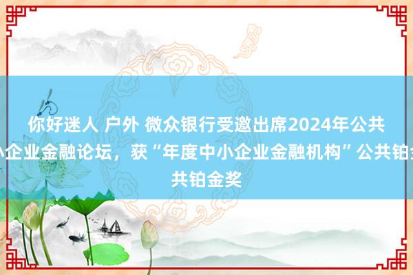 你好迷人 户外 微众银行受邀出席2024年公共中小企业金融论坛，获“年度中小企业金融机构”公共铂金奖