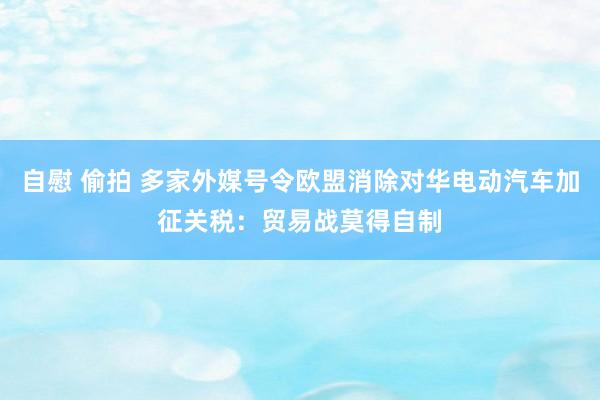 自慰 偷拍 多家外媒号令欧盟消除对华电动汽车加征关税：贸易战莫得自制