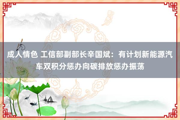 成人情色 工信部副部长辛国斌：有计划新能源汽车双积分惩办向碳排放惩办振荡