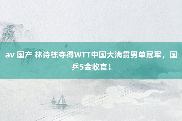 av 国产 林诗栋夺得WTT中国大满贯男单冠军，国乒5金收官！