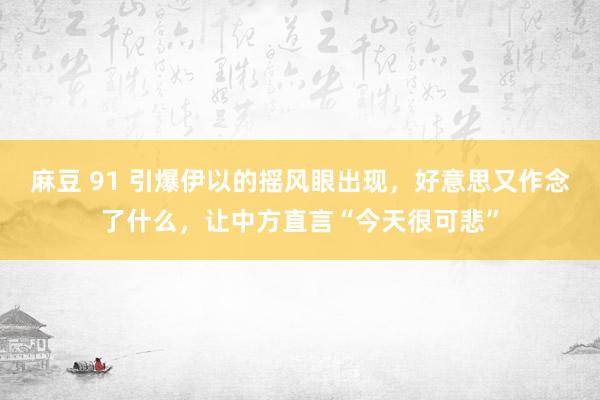 麻豆 91 引爆伊以的摇风眼出现，好意思又作念了什么，让中方直言“今天很可悲”