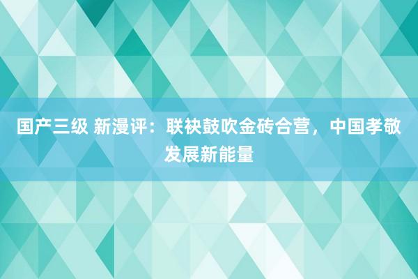 国产三级 新漫评：联袂鼓吹金砖合营，中国孝敬发展新能量