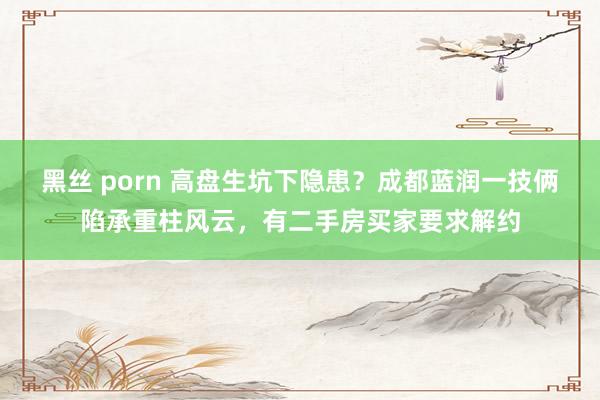 黑丝 porn 高盘生坑下隐患？成都蓝润一技俩陷承重柱风云，有二手房买家要求解约