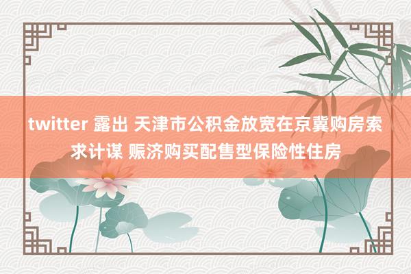 twitter 露出 天津市公积金放宽在京冀购房索求计谋 赈济购买配售型保险性住房