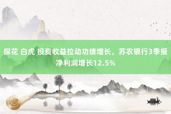 探花 白虎 投资收益拉动功绩增长，苏农银行3季报净利润增长12.5%