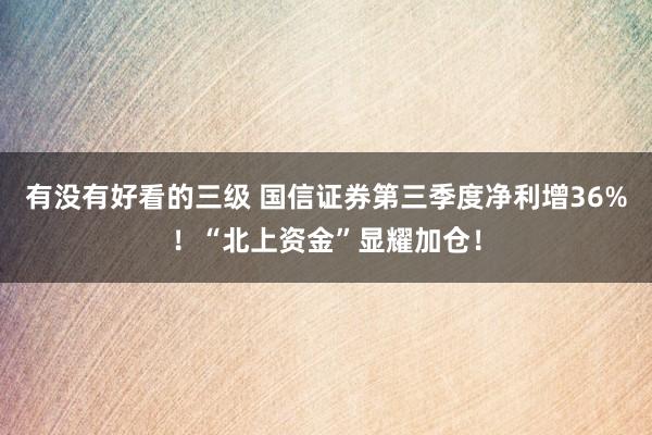 有没有好看的三级 国信证券第三季度净利增36%！“北上资金”显耀加仓！