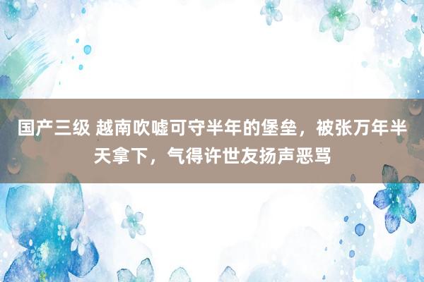 国产三级 越南吹嘘可守半年的堡垒，被张万年半天拿下，气得许世友扬声恶骂