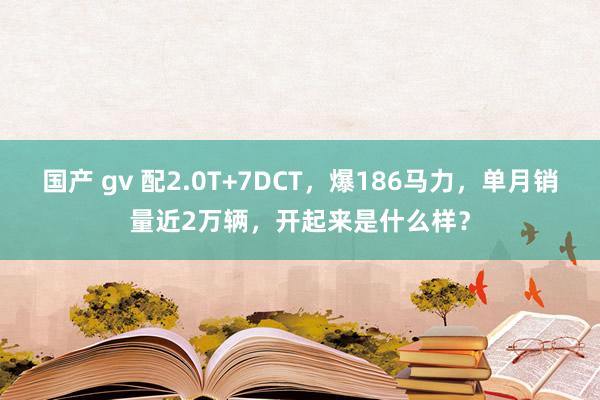 国产 gv 配2.0T+7DCT，爆186马力，单月销量近2万辆，开起来是什么样？