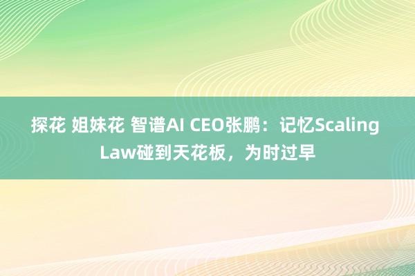 探花 姐妹花 智谱AI CEO张鹏：记忆Scaling Law碰到天花板，为时过早