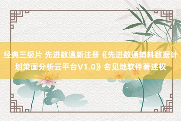 经典三级片 先进数通新注册《先进数通辅料数据计划策画分析云平台V1.0》名见地软件著述权