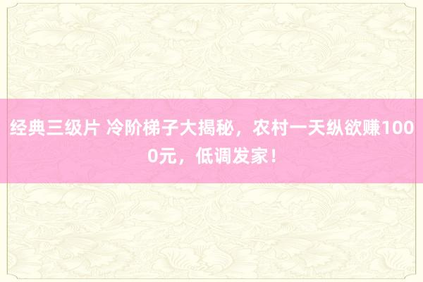 经典三级片 冷阶梯子大揭秘，农村一天纵欲赚1000元，低调发家！