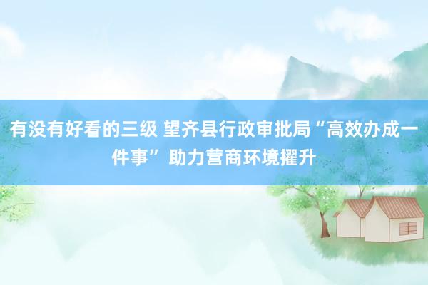 有没有好看的三级 望齐县行政审批局“高效办成一件事” 助力营商环境擢升