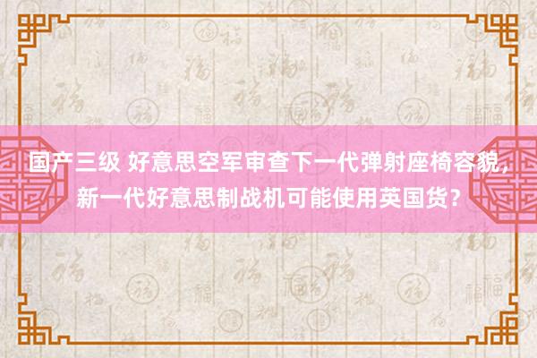 国产三级 好意思空军审查下一代弹射座椅容貌，新一代好意思制战机可能使用英国货？