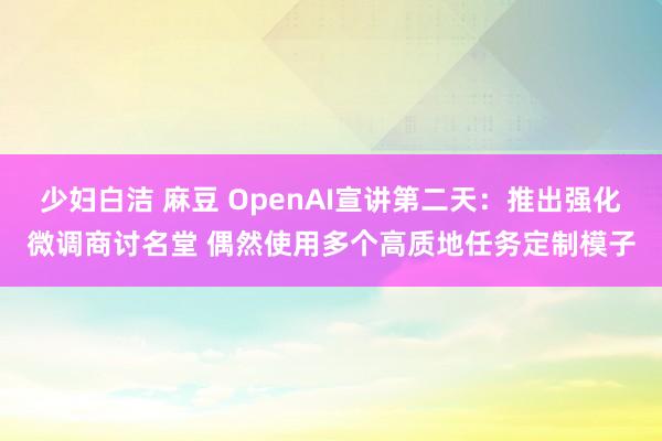 少妇白洁 麻豆 OpenAI宣讲第二天：推出强化微调商讨名堂 偶然使用多个高质地任务定制模子