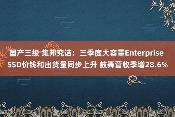 国产三级 集邦究诘：三季度大容量Enterprise SSD价钱和出货量同步上升 鼓舞营收季增28.6%