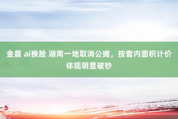 金晨 ai换脸 湖南一地取消公摊，按套内面积计价体现明显破钞