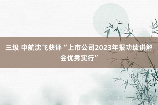 三级 中航沈飞获评“上市公司2023年报功绩讲解会优秀实行”