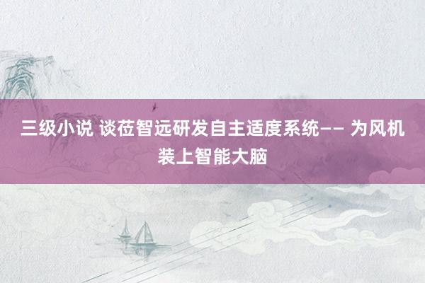 三级小说 谈莅智远研发自主适度系统—— 为风机装上智能大脑