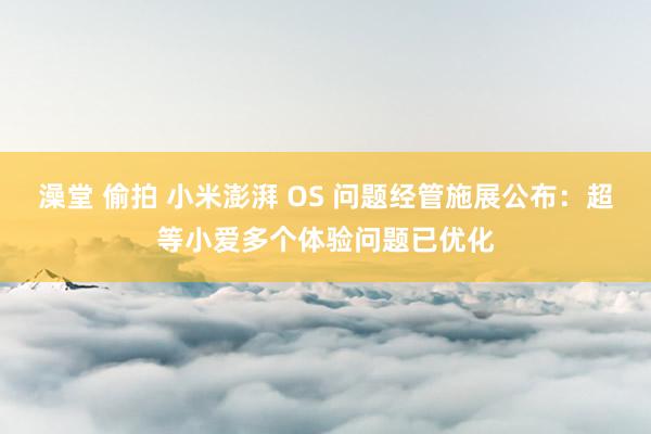 澡堂 偷拍 小米澎湃 OS 问题经管施展公布：超等小爱多个体验问题已优化